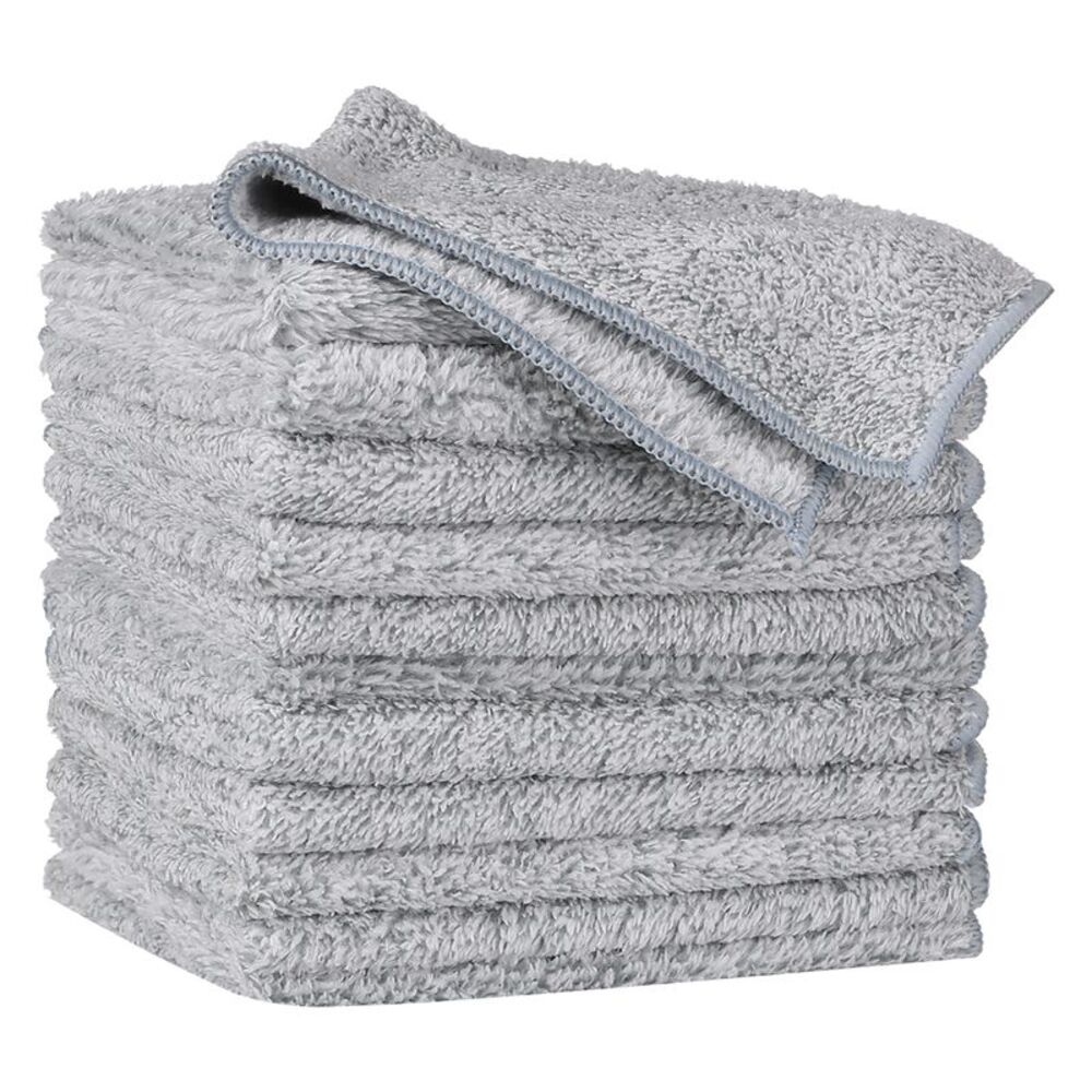 Gray Absorbent Lint Free Reusable Cleaning Cloths 12" x 12" 12 Pack